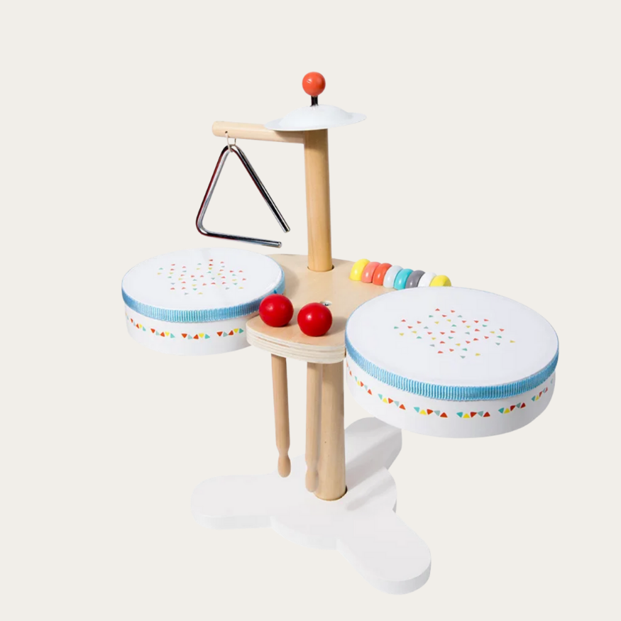 Drewniany bębenek dla dzieci – instrument perkusyjny (zestaw)