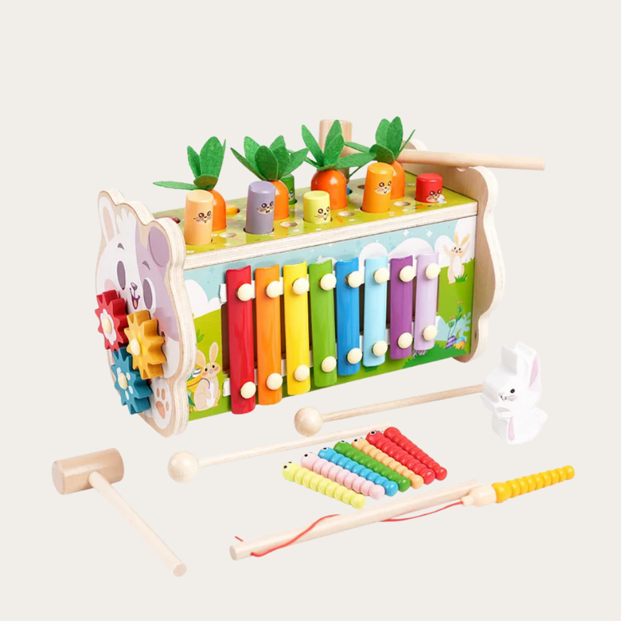 Zabawka dla maluchów - Drewniany blok aktywności 8w1