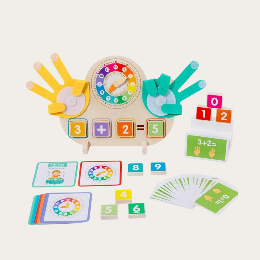 Zabawka do nauki liczenia na palcach z zegarkiem "Matematyczna przygoda"