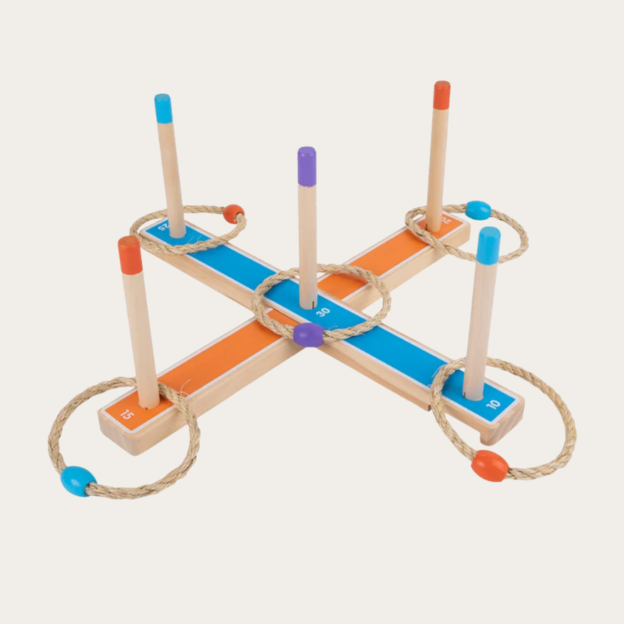 Drewniany zestaw do rzucania pierścieni – gra indoor / outdoor