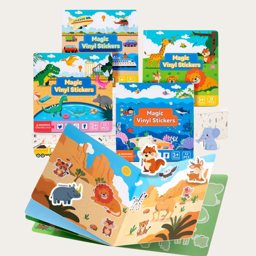 Książeczka edukacyjna z naklejkami winylowymi - Dinozaury