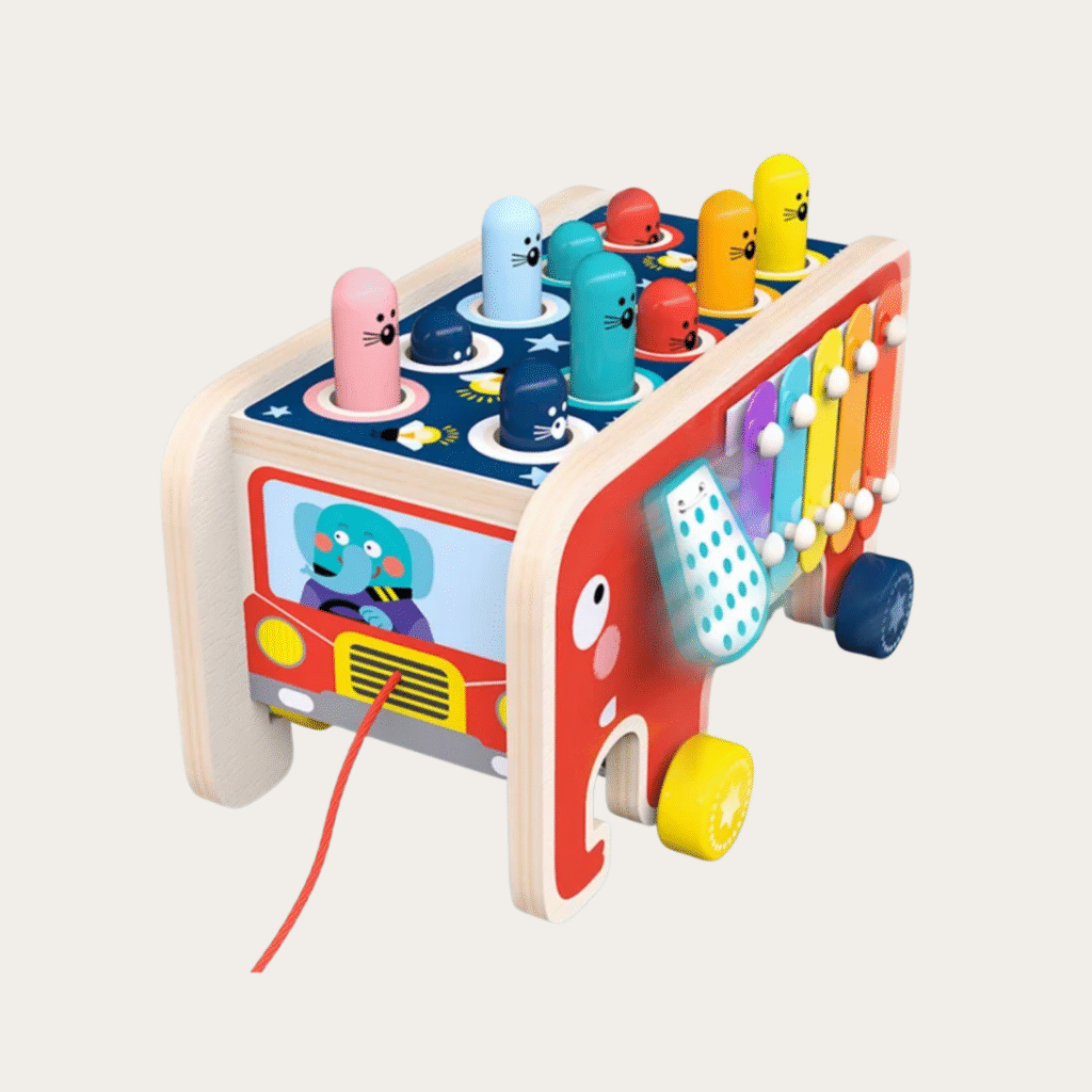 Uderz Krecika - Drewniana edukacyjna zabawka muzyczna dla dzieci w stylu Montessori