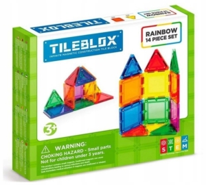 Klocki Magnetyczne - Tileblox zestaw tęczowy 14el 3+